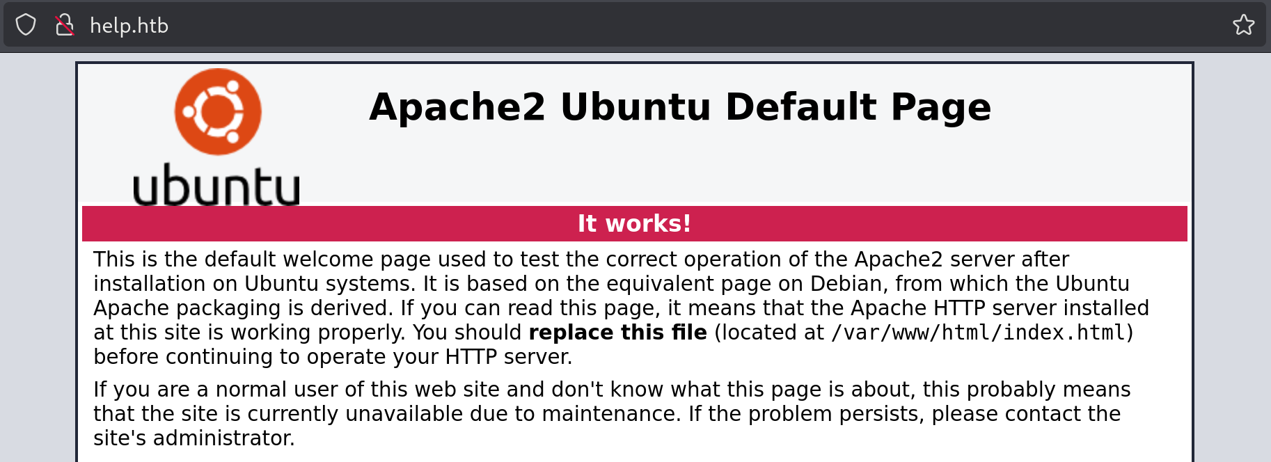 Apache2 Ubuntu default page