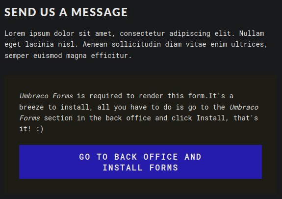 Go to back office and install forms button