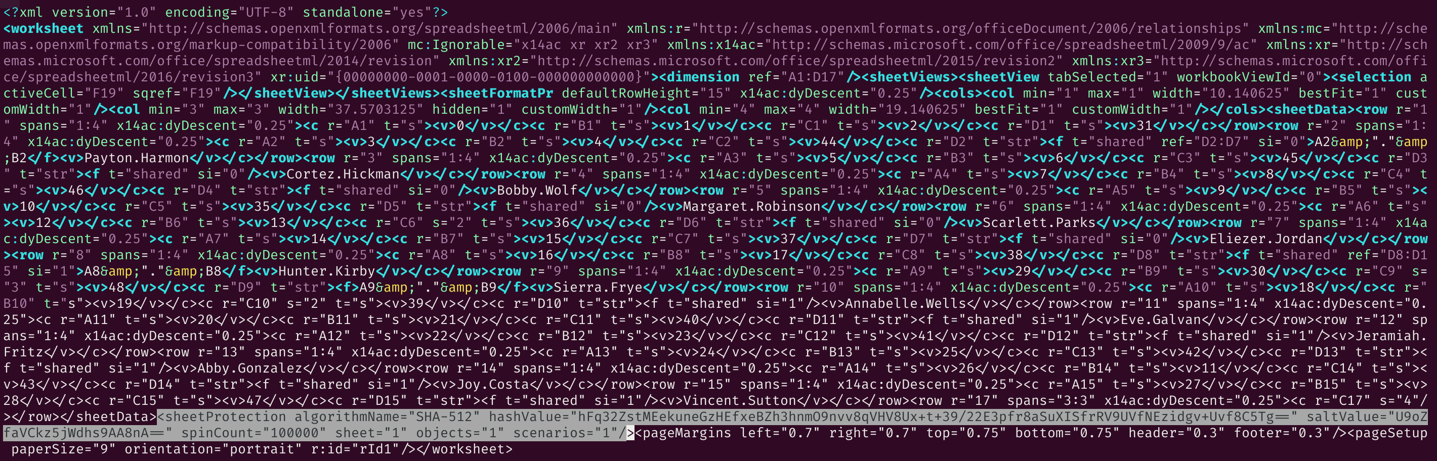 Deleting the sheetProtection tag